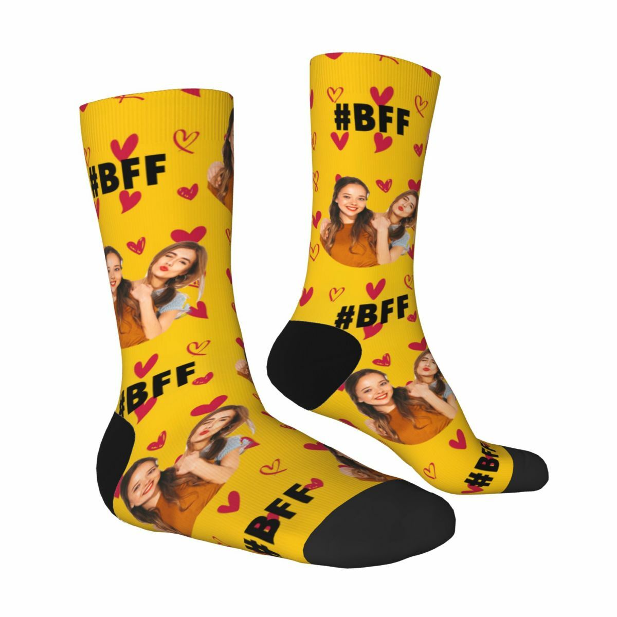 Custom Face Socks #BFF Add Multiple Photos as a Gift for Besties