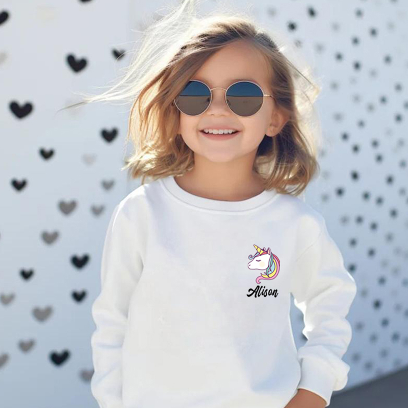 Sweat personnalisé avec nom et motif de licorne Cadeaux pour enfants