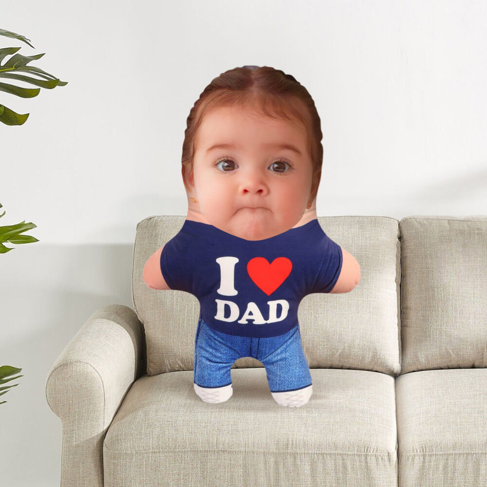 Personalized I Heart Dad Face Pillow Gift for Dad from Children
