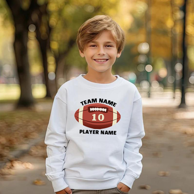 Personalized Kids Sweatshirts With Custom Name And Rugby Graphics For Sports Fanatics