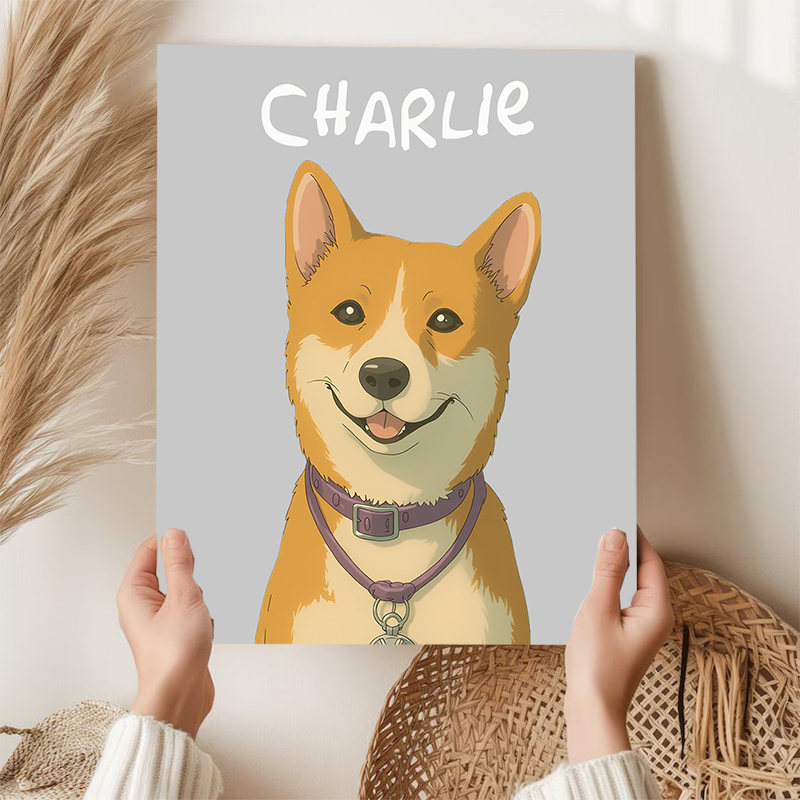 Personalized Picture Canvas Wall Art with Custom Name Best Gift for Pet Lovers