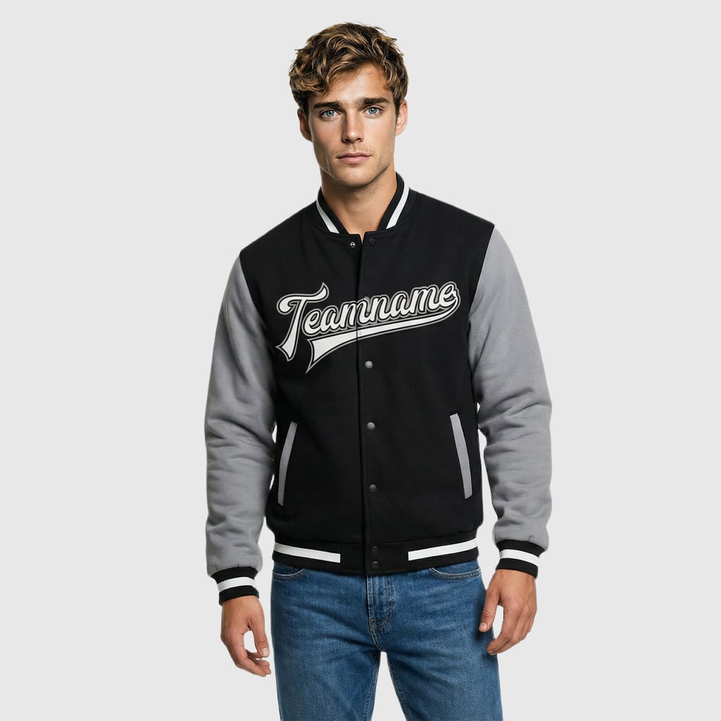 Custom Navy Full-Snap Varsity Two Tone Letterman Jacket Ideal for Everyday Casual Outings