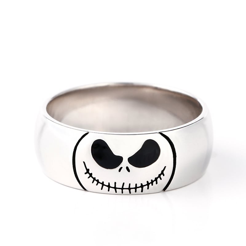 Adorable Skull Men's Wedding Bands in Sterling Silver - Couple Rings