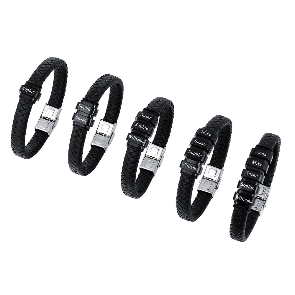 Personalized Braided Rope Custom Family Name Men's Bracelet