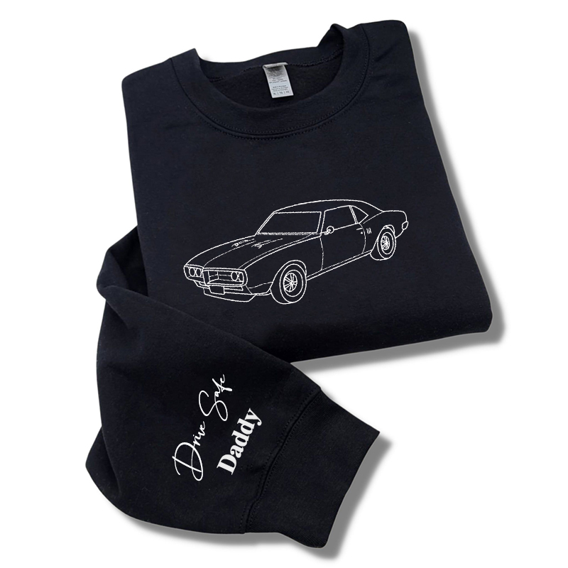 Felpa personalizzata con disegno a linee di un'auto personalizzata Regalo caldo per il caro papà
