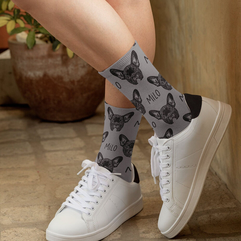 カスタマイズ 猫 犬 ペット 顔 イラスト ハイソックス