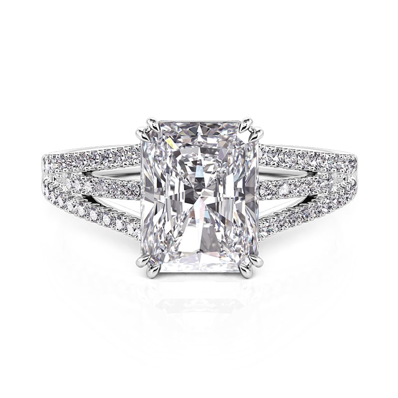 Jeulia Radiant Cut Engagement Ring Pave Setting Sterling Silver