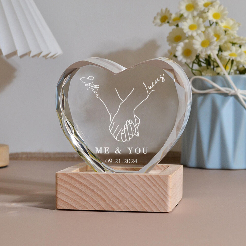 Personalized Engraved Crystal Ornament with Custom Names Couple Gifts for Anniversary