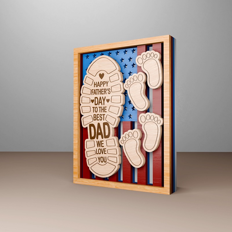 Personalized Frame To The Best Dad We Love You Custom Kids Footprints Design Creative Father's Day Gift