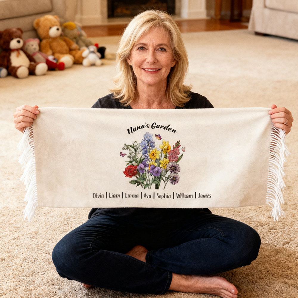 Écharpe personnalisée avec fleurs d'anniversaire cadeau pour la fête des mères cadeau pour grand-mère