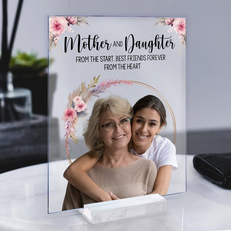 Personalized Acrylic Photo Plaque Mother And Daughter Garland Design Perfect Gift for Mom