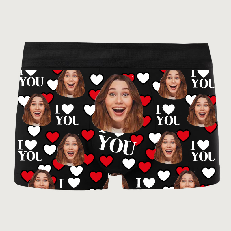 Personalisierte Foto Herren Unterwäsche Boxershorts Interessante Valentinstag Geschenk "Ich liebe dich"