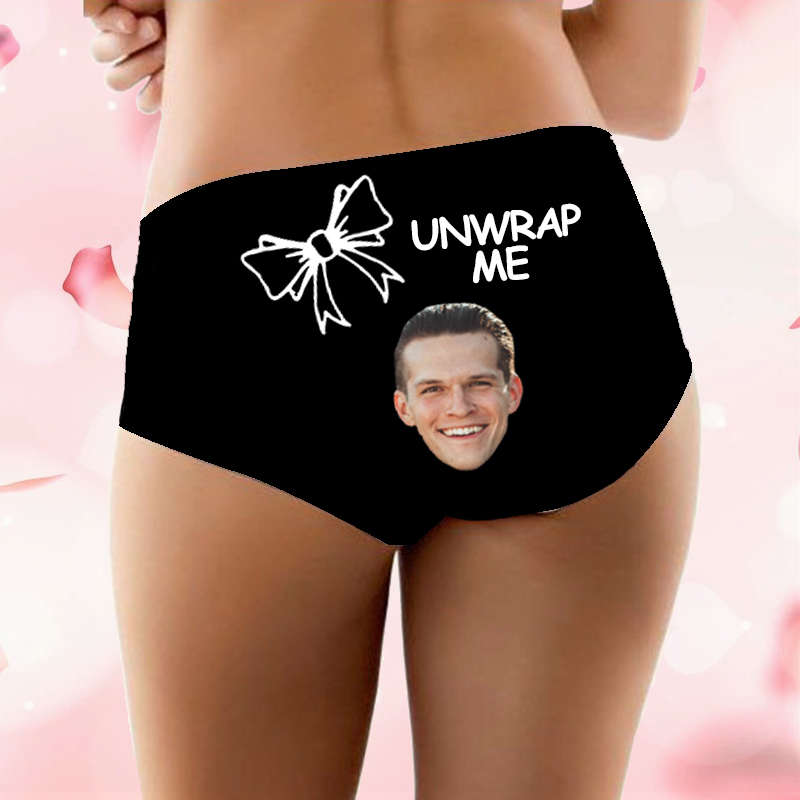 Personalized Photo Women's Underwear Funny Gift for Valentine's Day "Unwrap Me"