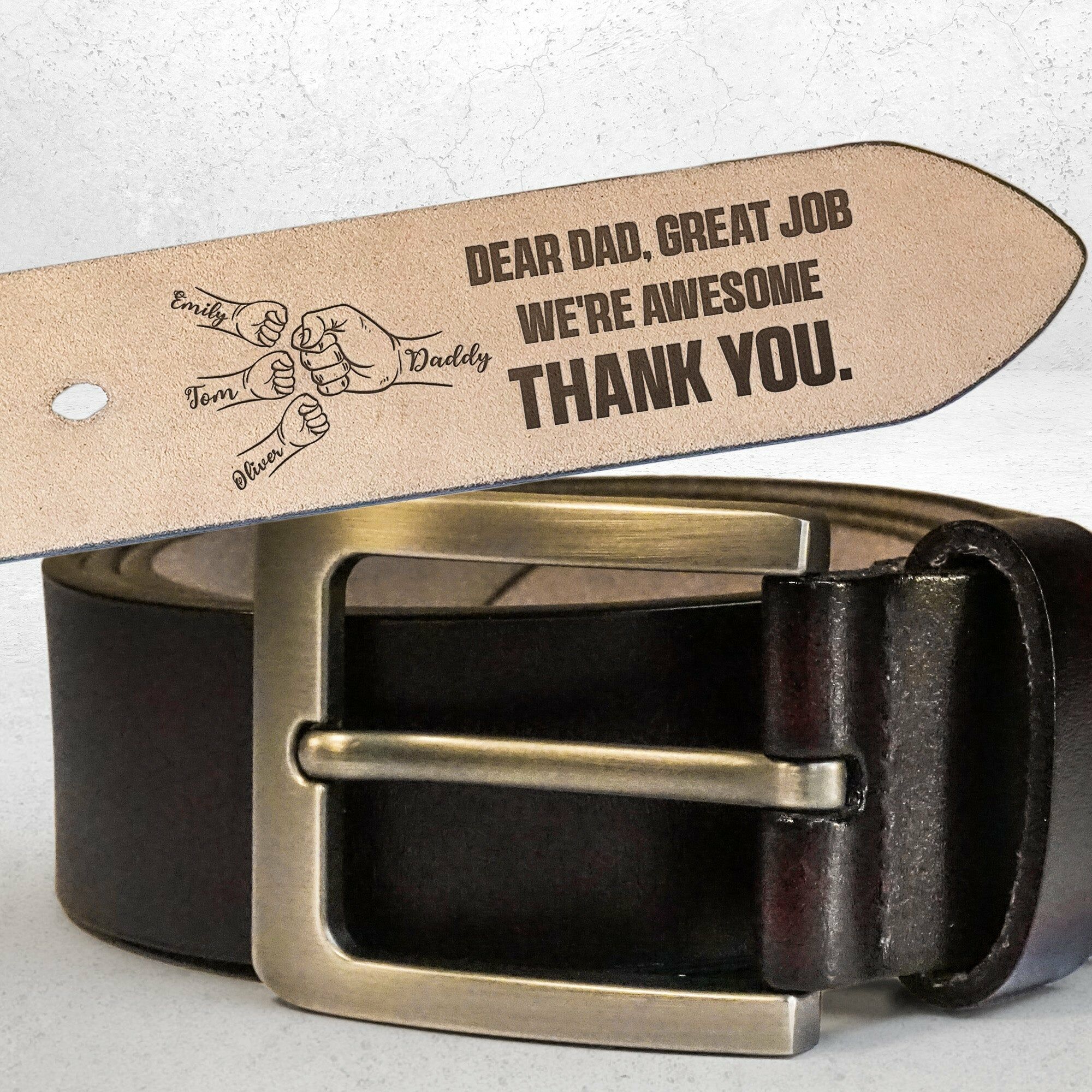 Personalized Engraved Leather Belt Custom Name Men's Gifts Thank You Gifts for Dad
