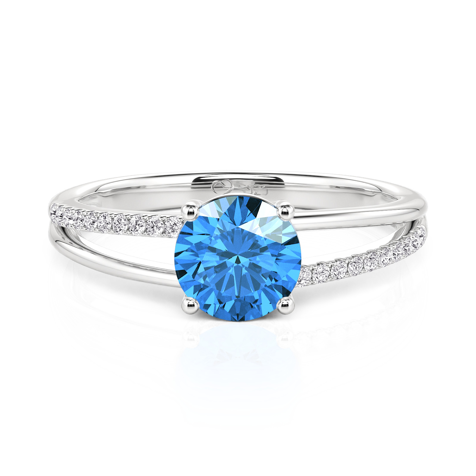 Jeulia Custom Split Shank Round Cut Promise Ring with Birthstone