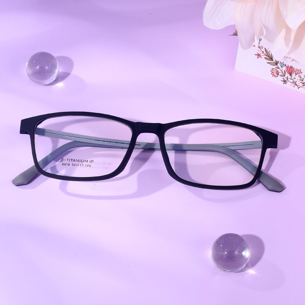 Salome Rectangle Black Grey Glasses