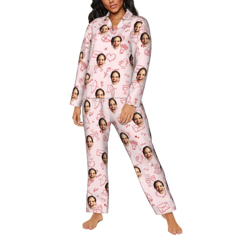 Pyjama personnalisé avec photo personnalisée, motif simple et mignon, adorable cadeau pour elle