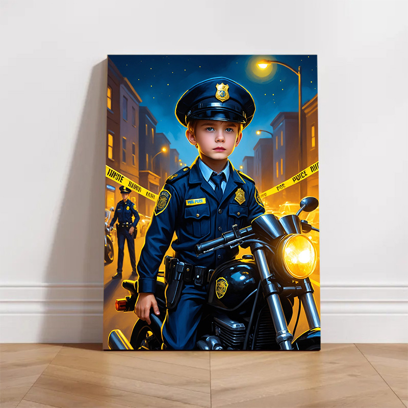 Police Pattern Portrait Personalized Police Portraits with Custom Face Swap Unique Present for ...