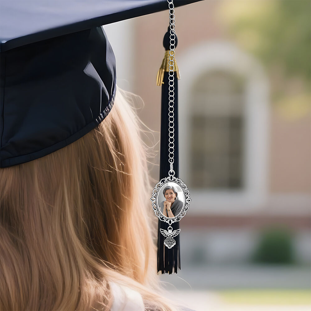 Custom Graduation Tassel Add Photo Angel Wings Pendant Memorial Gift for Children