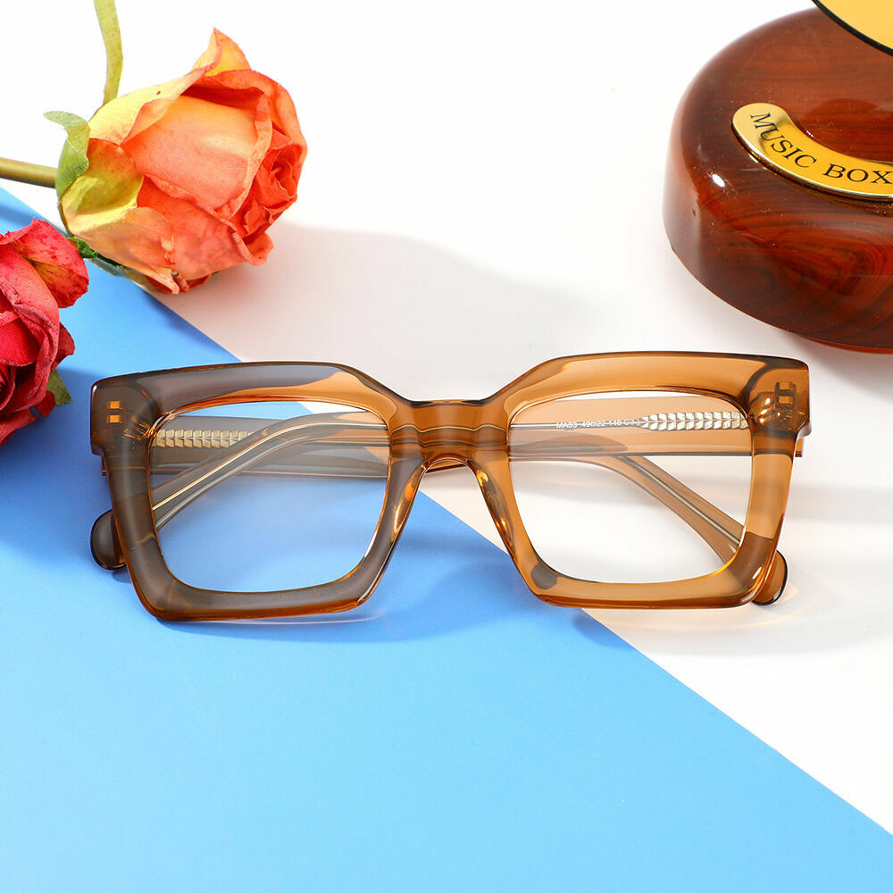 Steward Square Orange Glasses