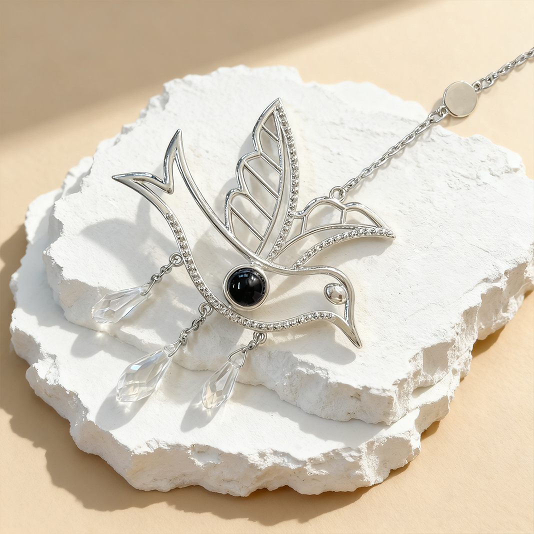 Ornamento personalizzato con immagine proiettata e uccellino Regalo di Natale per la famiglia