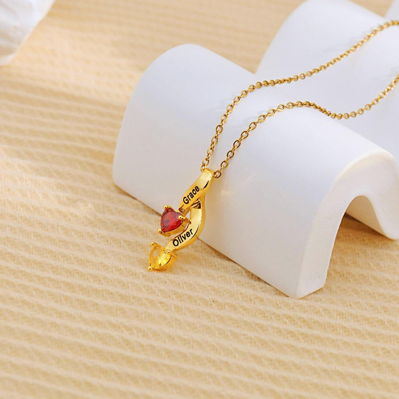 Collier personnalisé avec pierre de naissance et nom personnalisable un cadeau adorable pour les couples