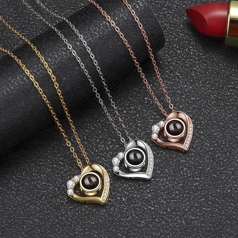 Sterling Silver Personalized Photo Projection Necklace With Picture Inside -My Heart Will Go On