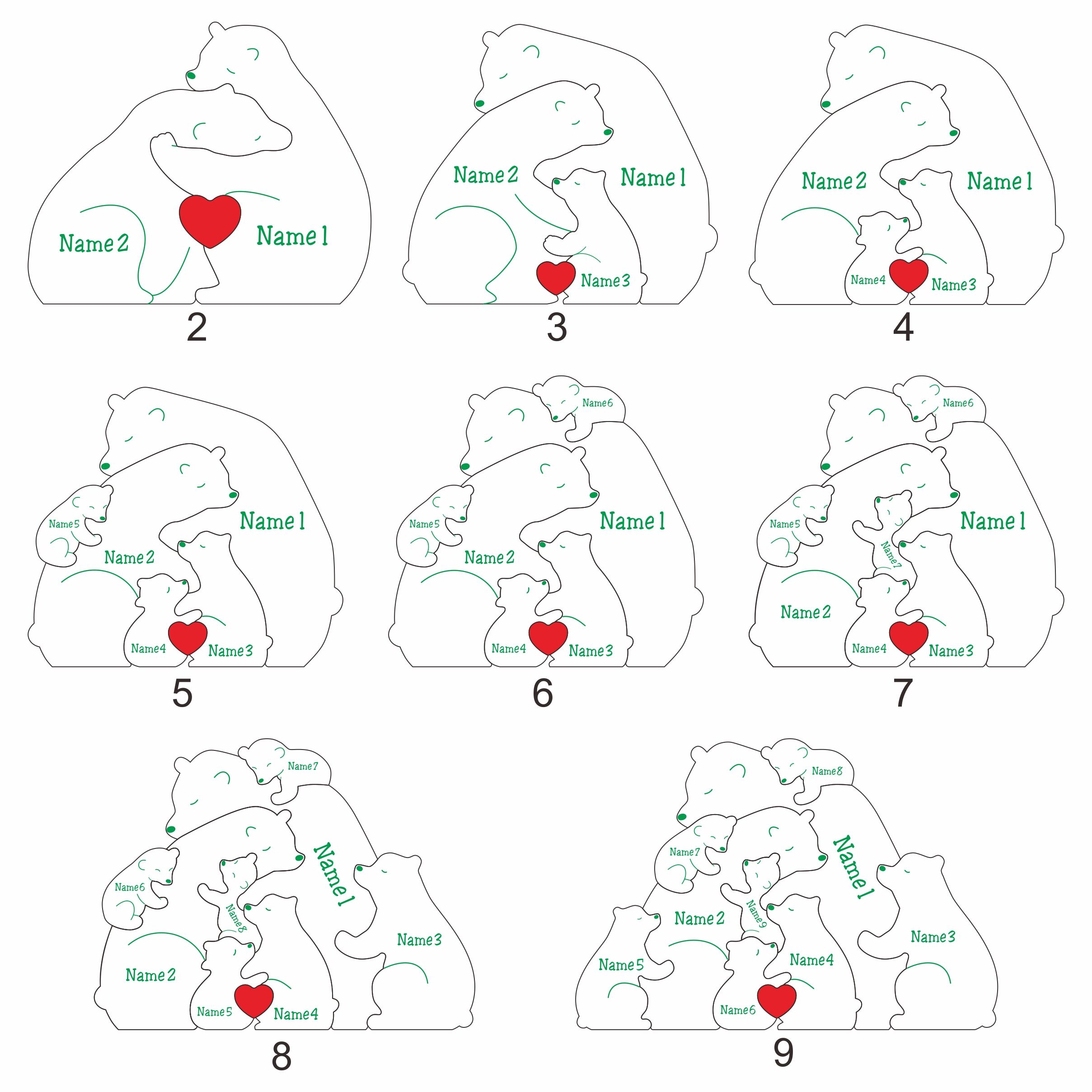 Personalized Wooden Family Bear Puzzle With Love And Commemorative Christmas Gift For Family