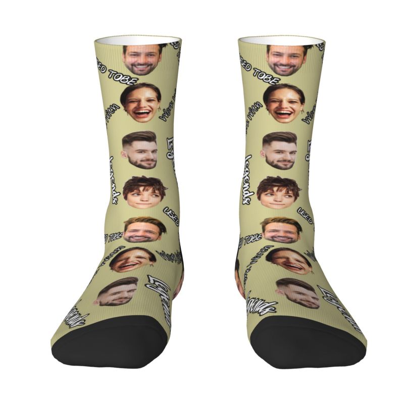 Los calcetines faciales personalizados pueden agregar 4 fotos como regalo para colegas