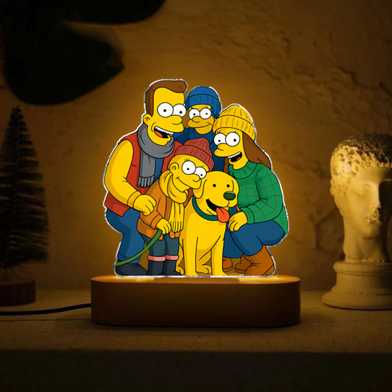 Personalisierte Simpsons Stil Foto Acryl Plaque Licht Home Decor