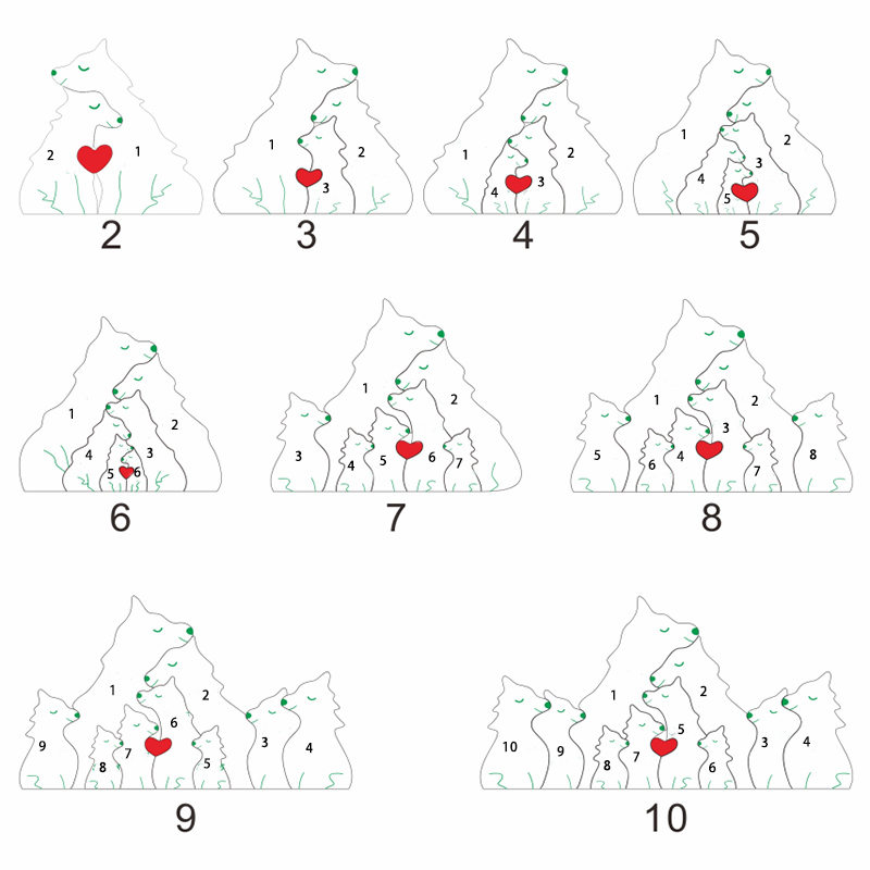 Personalized Wooden Wolf Family Custom Names Thanksgiving Gift