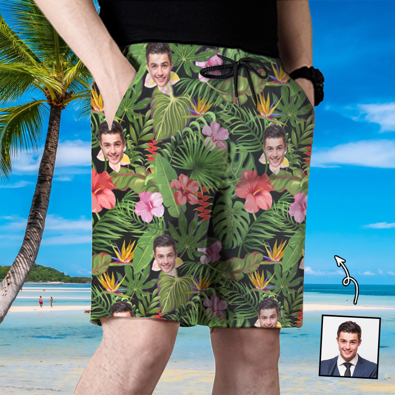 Pantaloncini da spiaggia da uomo con motivo a foglie di palma Regalo seducente per fratello