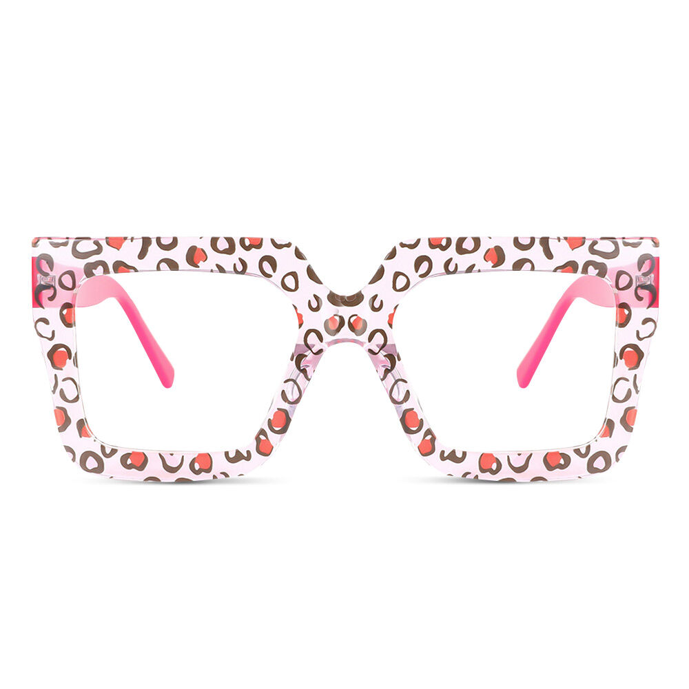 Bron Square Pink Leopard Glasses