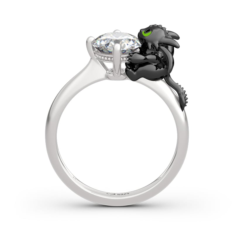 Hug Me Dragon Round Cut Sterling Silver Rings for Women - Hug Me Collection