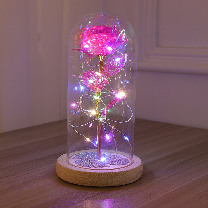 Lampada con Rosa Paralume in Vetro Luci Notturni Regali con Fiore