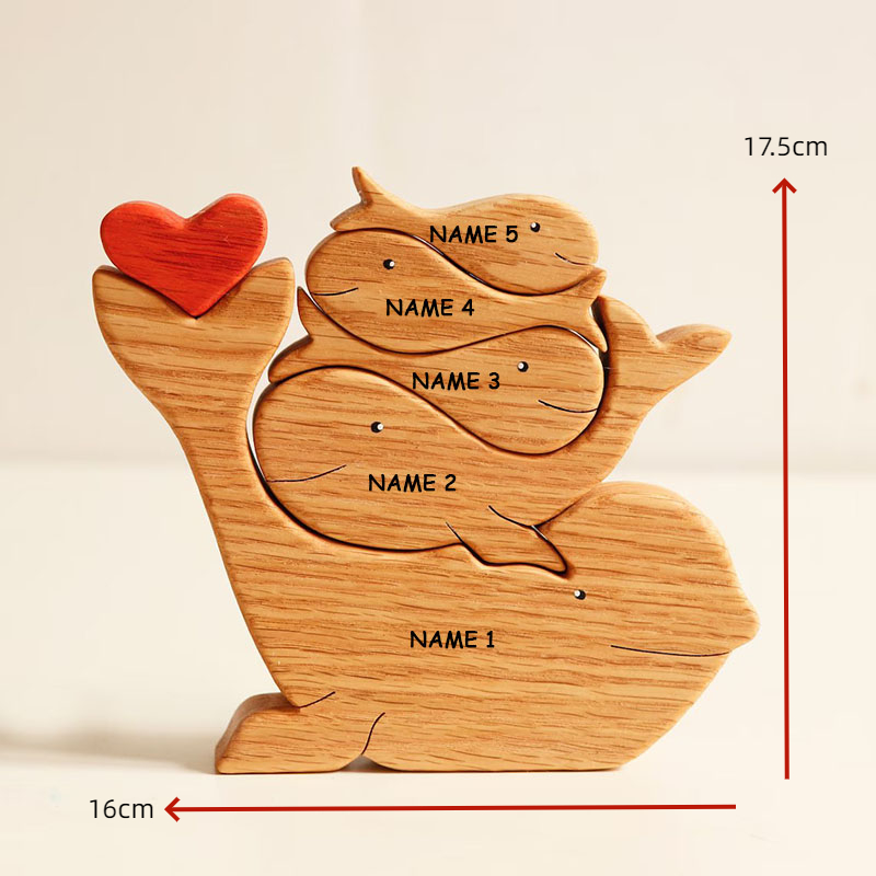 Personalized Custom Names Whale Family Wooden Puzzle Christmas Gift