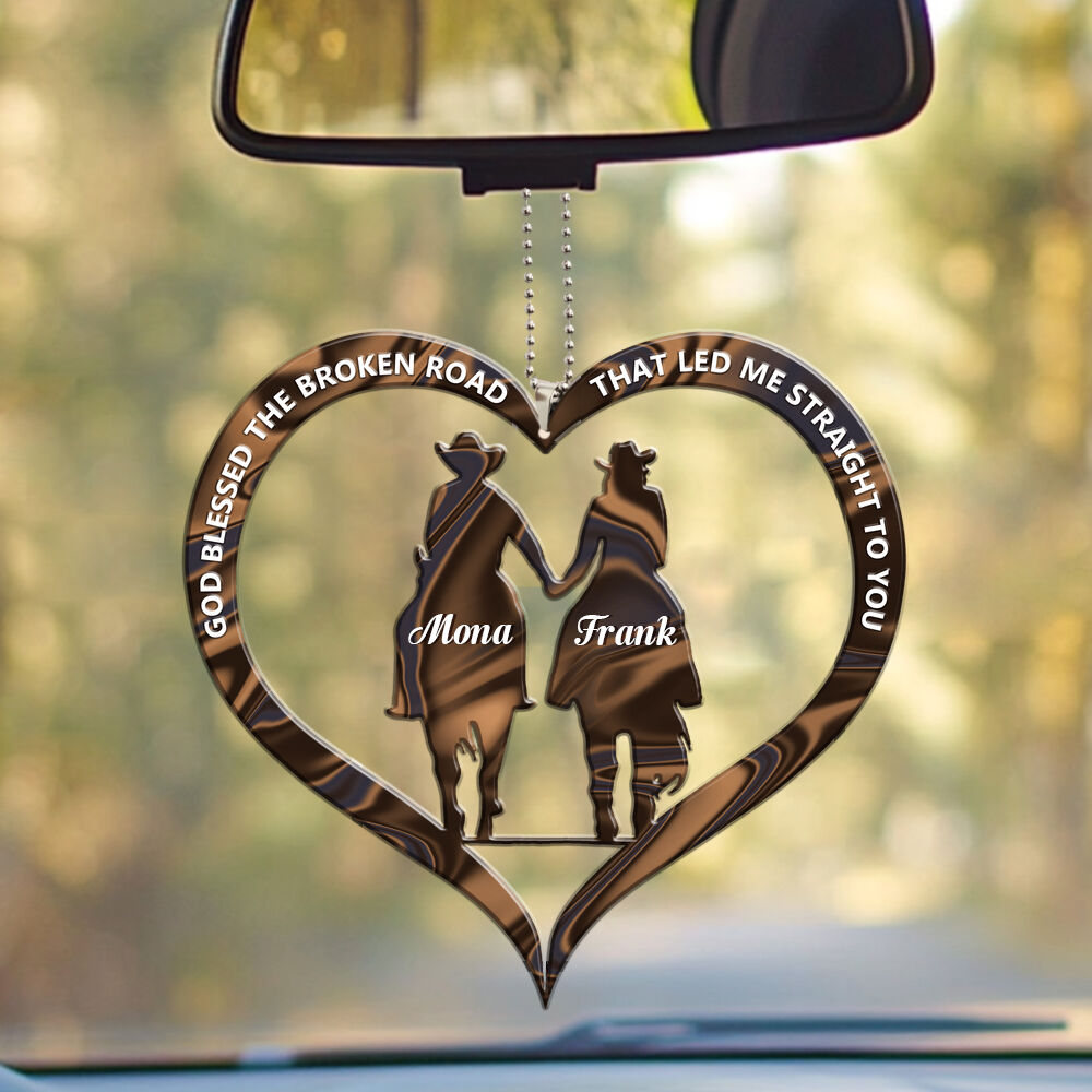 Personalized Car Ornaments Cowby Couple Holding Hands Sweet Gift for Valentine's Day