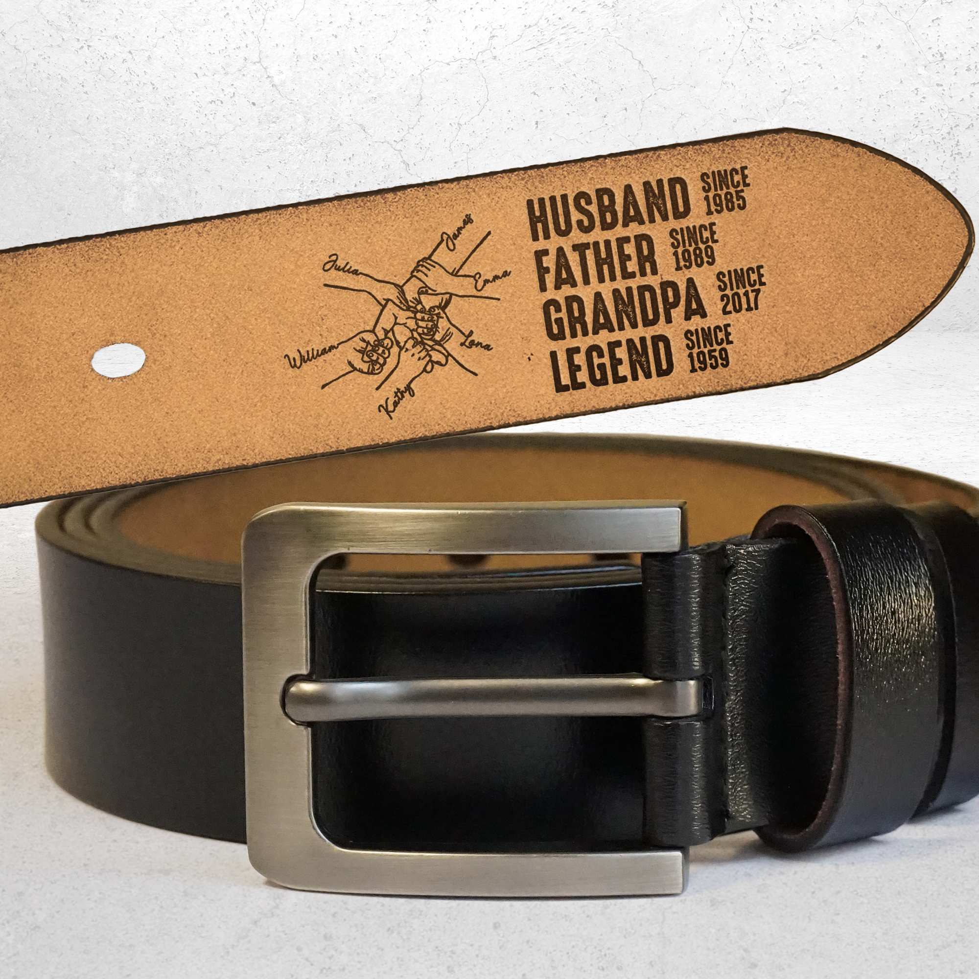 Personalized Engraved Leather Belt Husband Father Legend Men's Gifts for Dad