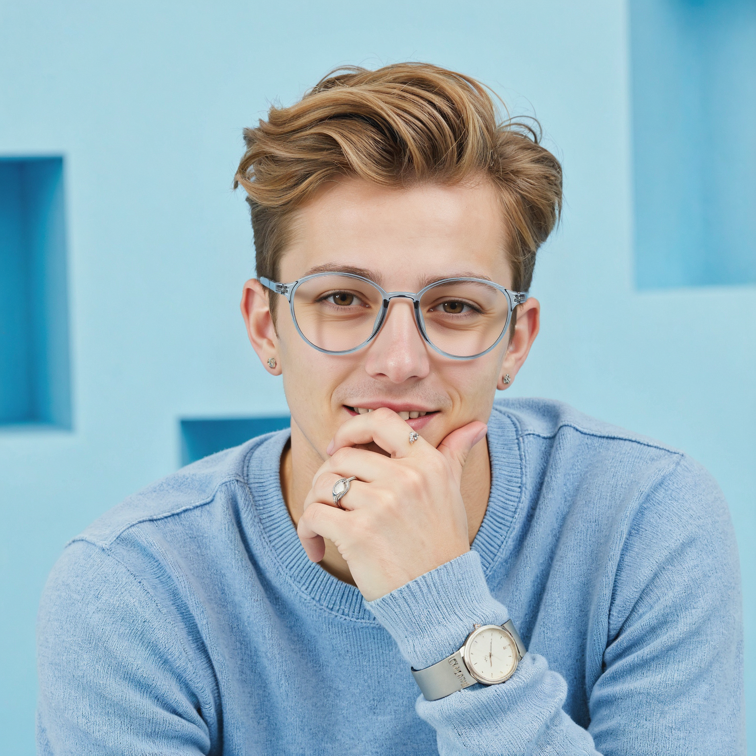 Jill Runde Blaue Brille