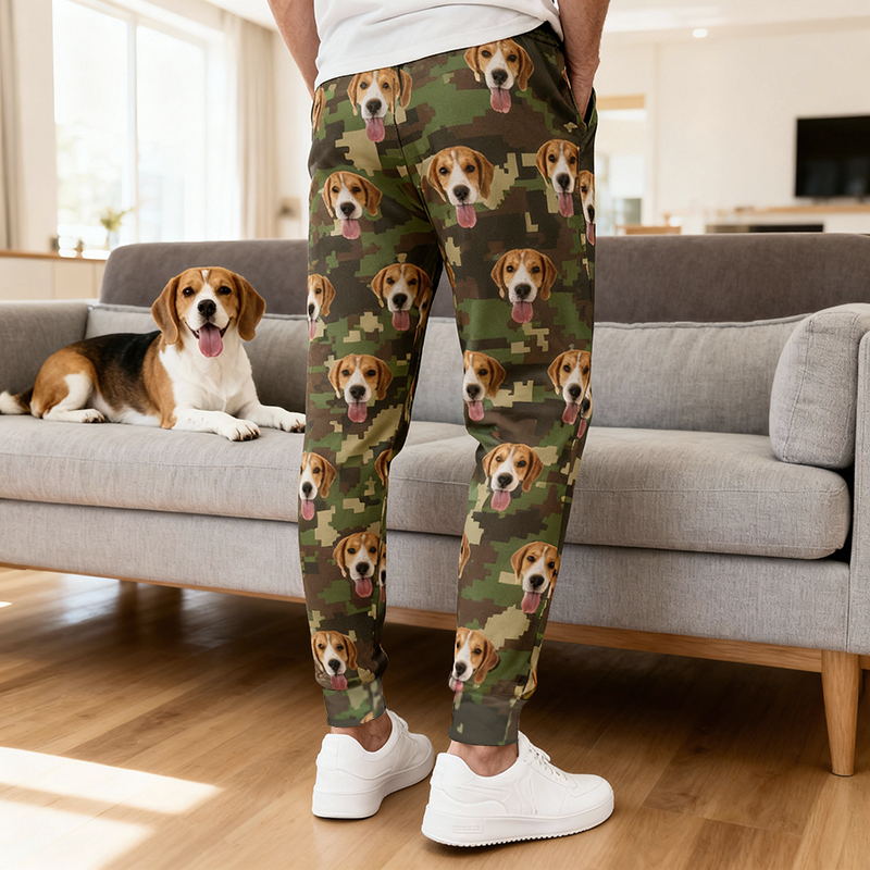 Pantaloni della tuta unisex personalizzati con foto personalizzata Design mimetico Regalo per gli amanti degli animali domestici