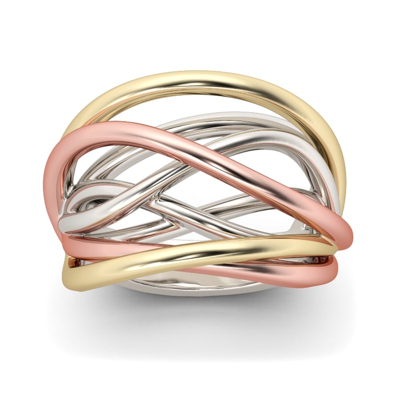 Jeulia Tri-Tone Intertwined Sterling Silver Ring
