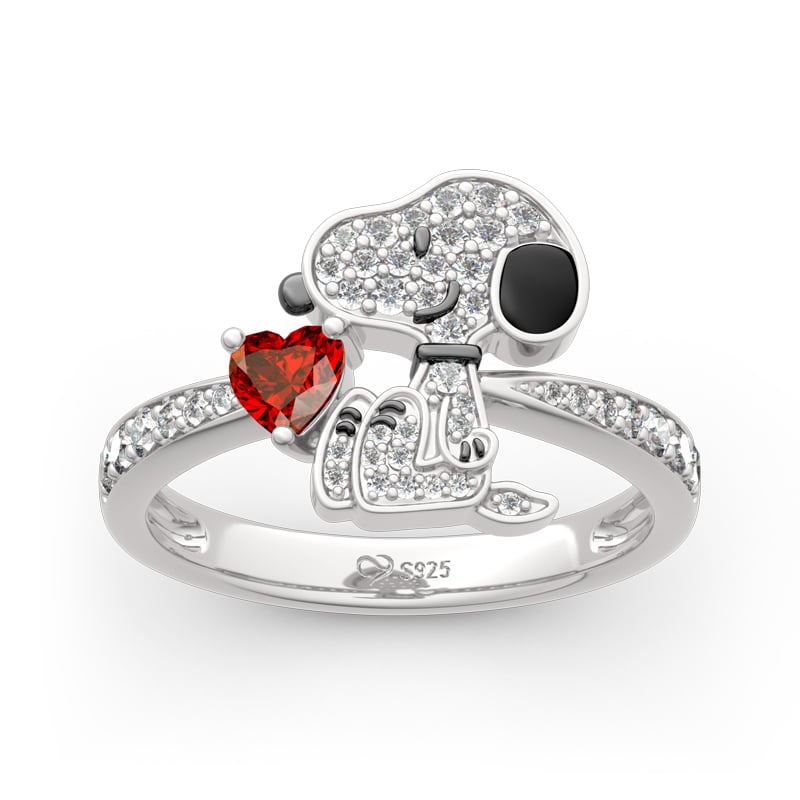 Lovely Puppy Promise Rings For Her Heart Cut 925 Sterling Silver
