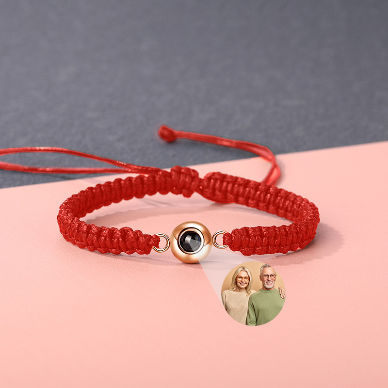 サークル 投影 写真 写真入れ 組紐 ブレスレット チタンスチール