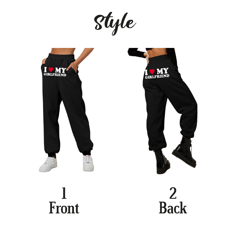 Personalized Pants I Love My Girlfriend with Heart Pattern Valentine's Day Gift for Lover
