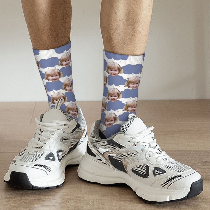 Customized Face Socks 3D Printed with Photos of Kids Gift for Mom
