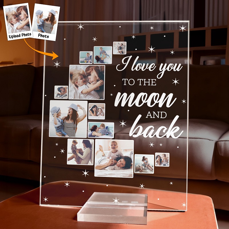 Personalized Acrylic Plaque Love You To The Moon And Back Custom Photos Warm Gift for Loved One