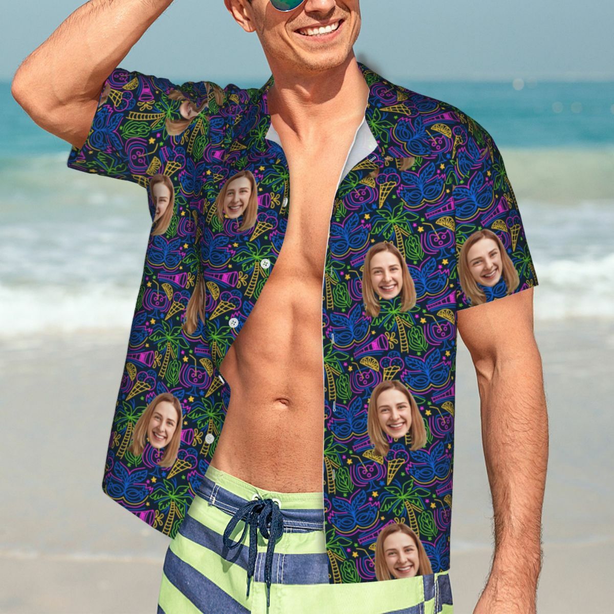 Custom Hawaiian Shirts Summer Leaves Personalized Aloha Beach Shirt for Men