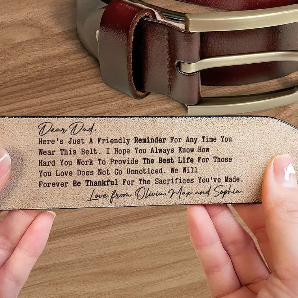 Personalized Engraved Leather Belt "We Will Forever Be Thankful" Gift for Dad