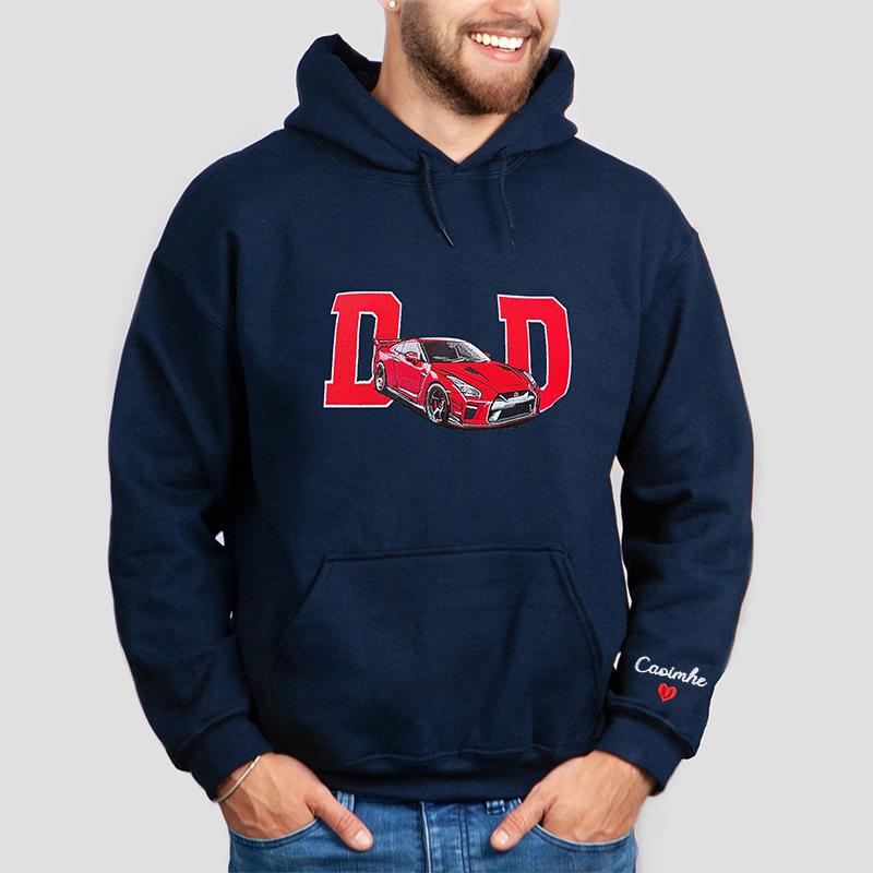 Personalized Hoodie Embroidered Custom Car Photo with Cool Dad Design Attractive Father's Day Gift