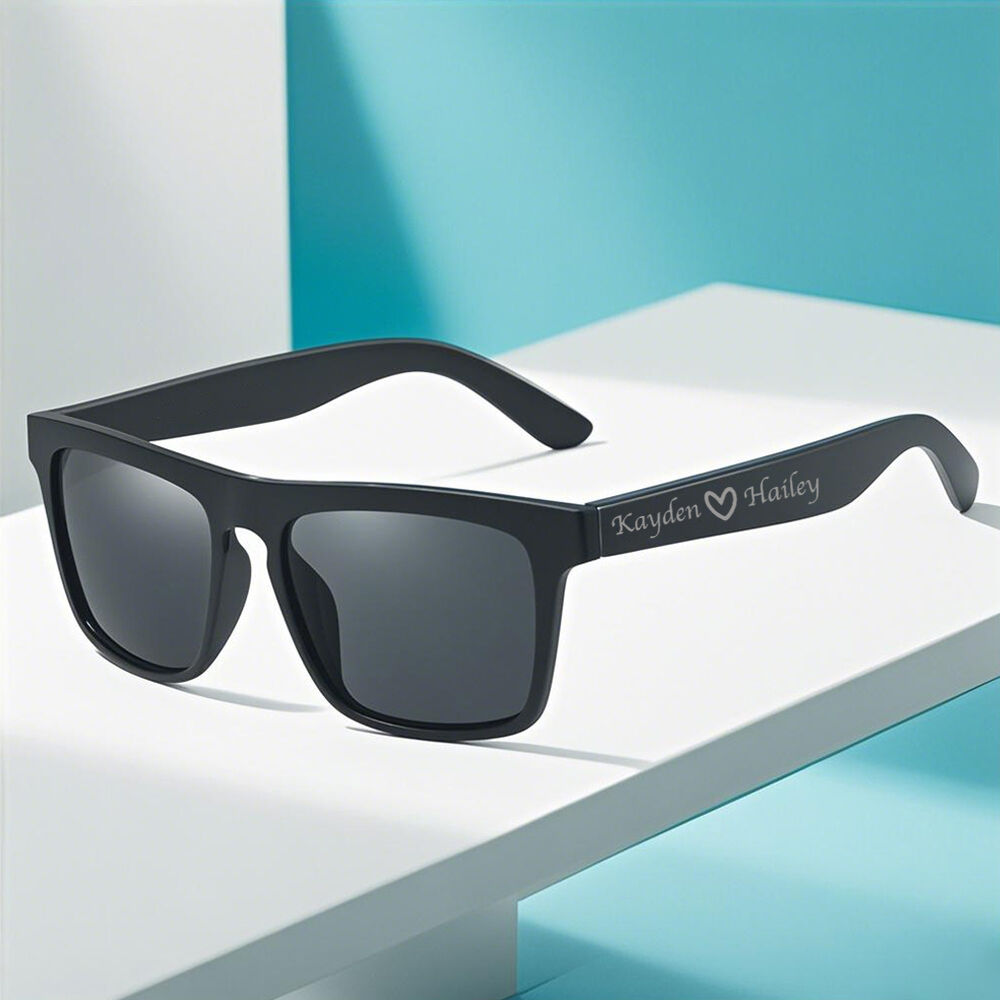 Gafas de sol personalizadas con nombres de pareja. Regalos de San Valentín para parejas.